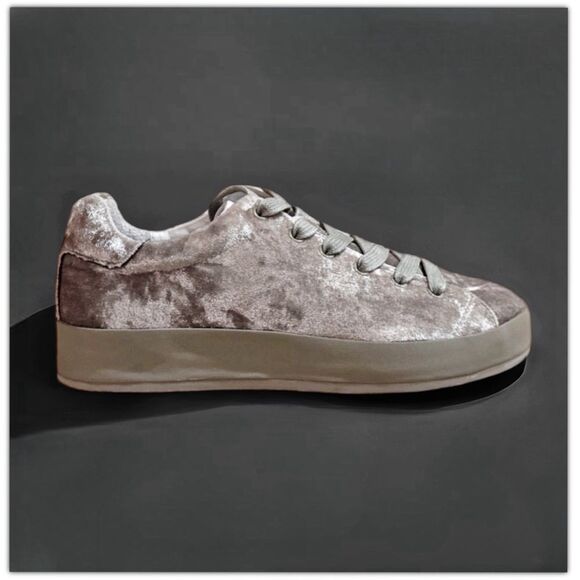 Rag & Bone Sneakers RB1 Low Top in Dove Crushed Velvet Silver Grey - Picture 8 of 17